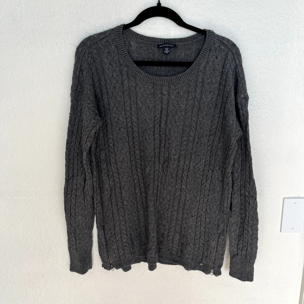 American Eagle Outfitters Women's Charcoal Gray Knit Crewneck Sweater Size XL